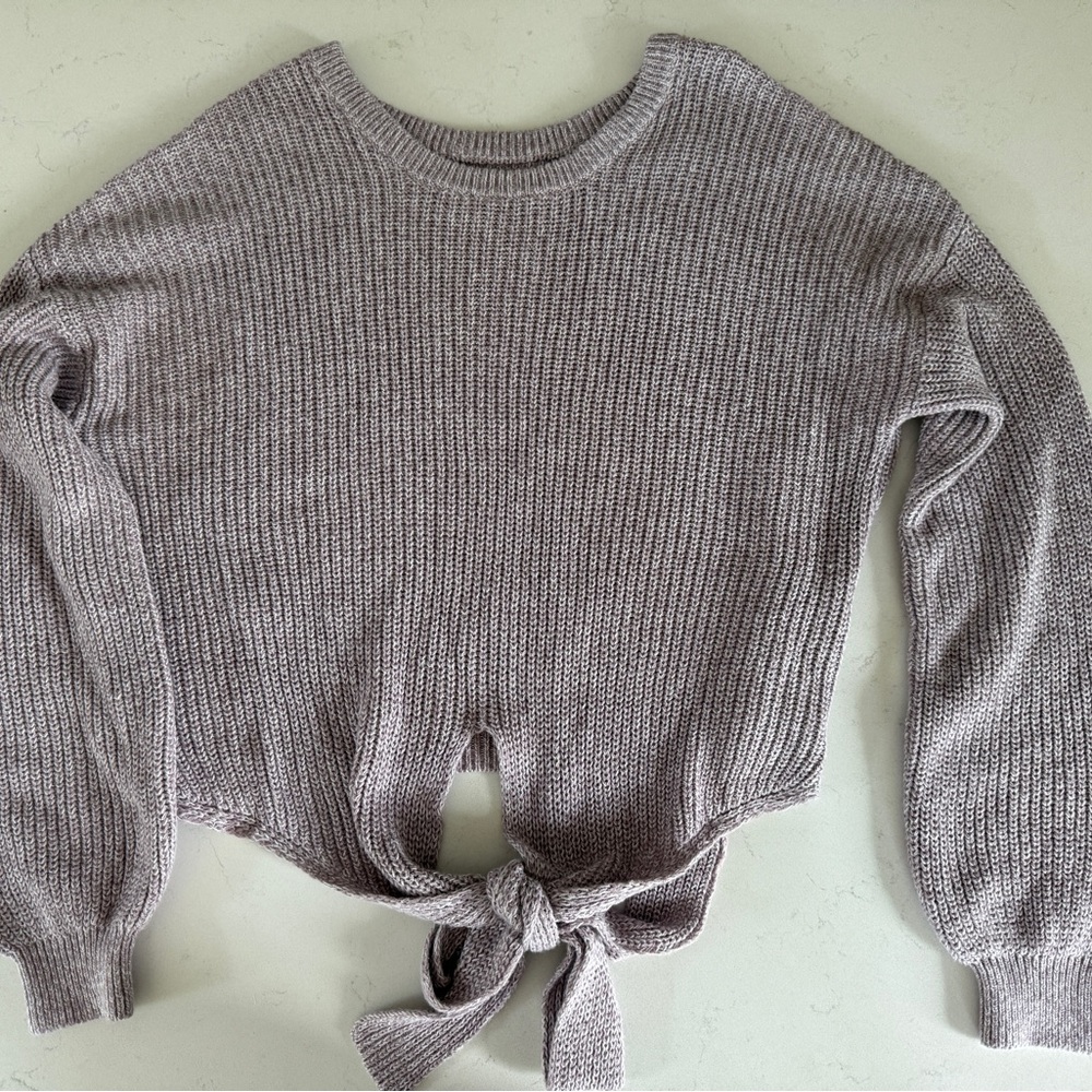 Hollister Purple and White Crew Neck Sweater